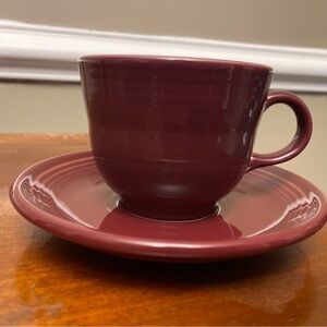 Cinnabar ( burgundy)  Cup and Saucer Set - used - excellent condition